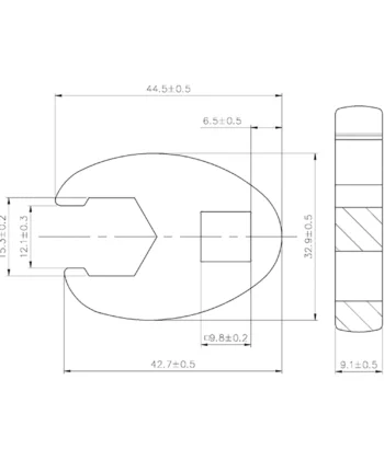 LLAVE BOCA HEXAGONAL ABIERTA (MEDIA LUNA) 3/8" , 15 MM