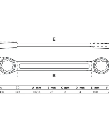 LLAVE DE DOBLE ESTRELLA EXTRA PLANO, 6 X 7 MM