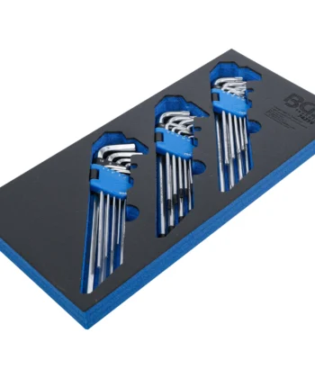 BANDEJA PARA GABINETE 1/3: JUEGO DE LLAVES ALLEN | EXTRA LARGA | PERFIL EN T (PARA TORX),PERFIL EN T (PARA TORX) CON PERFORACIÓN, PERFIL EN T (PARA TORX) CON PERFORACIÓN, HEXÁGONO INTERIOR | 27 PIEZAS