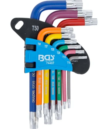 JUEGO DE LLAVES ALLEN | MULTICOLOR | CORTO | PERFIL EN T (PARA TORX) T10 - T50 | 9 PIEZAS