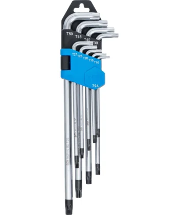 JUEGO 9 PIEZAS DEL LAVES TORX (T-STAR (TORX)), INVIOLABLES EN BRAZO LARGO T10-50